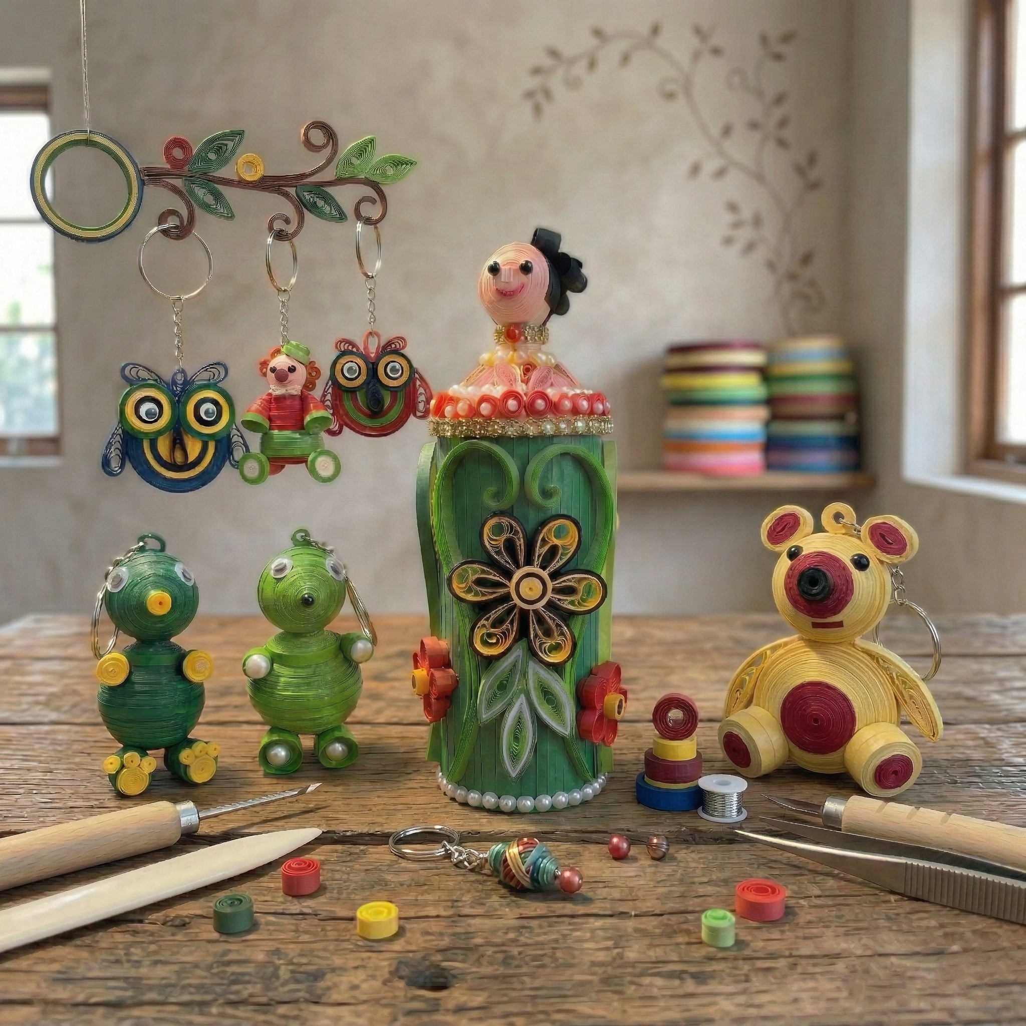 Handmade paper quilling crafts from Sri Lanka